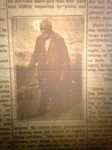 Patriarch of the Worcester Perkins family, King was born in 1802 and died in 1912 at age 110. This photo is from the Camden (SC) Chronicle at the time of his death.